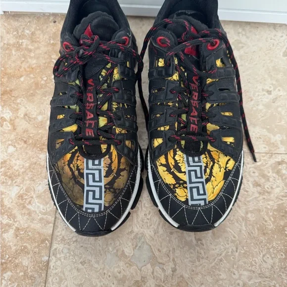 Versace Black and Gold Sneakers with Red Accents - Picture 6 of 6